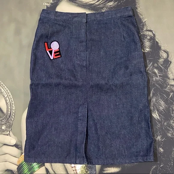 💚Sisley High Waist Denim Skirt.Waist- 26 - Picture 2 of 8